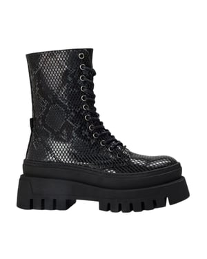 Steve Madden Combat-kängor med plattform och ormmönster för kvinnor/damer från Coast (Svart)