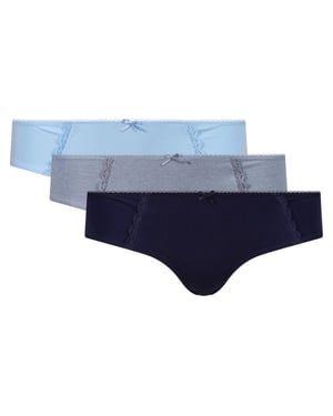 Lee Damesonderbroeken met kanten details (set van 3) (Blauw/Grijs/Zwart)