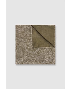 Paisley Pocket Square in Khaki
