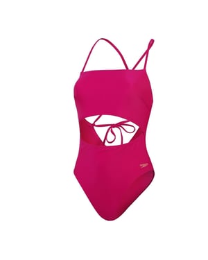 Speedo Dameszwempak met uitsnijdingen en een strik aan de rug (Paars)