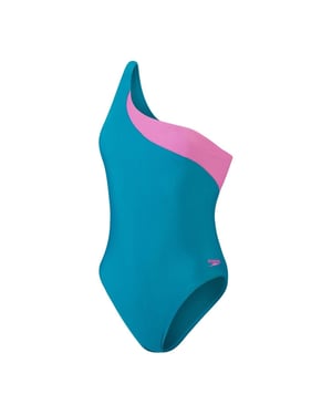 Speedo Dames/Dames Asymmetrisch Eendelig Zwempak (Groen/roze)