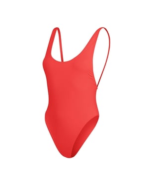 Speedo Dames Effen Scoop Neck Badpak (Rood)