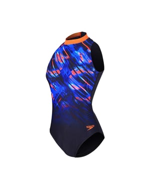 Speedo Dames/Dames Abstract One Piece Badpak (Marine / Roze)