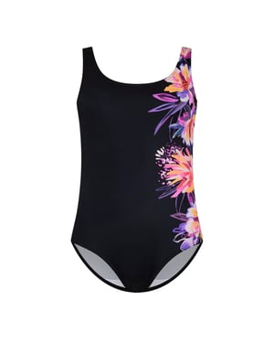 Zoggs Dames Bloemen Scoopback Eintepiece Badpak (Zwart)