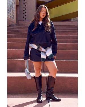 Plus Denim Collared Rugby Shirt