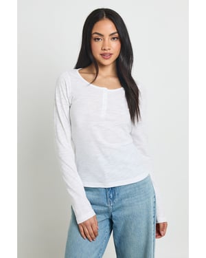 Sheer Slub Henley Top