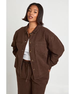 Plus Washed Denim Long Sleeve Shirt