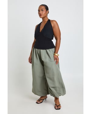 Plus Mesh Halterneck Bengaline Top