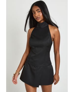 Crepe Halterneck Fitted Top