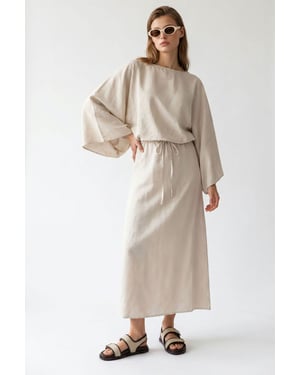 Dames Effen Textuur Maxi Jurk Met Strikdetail