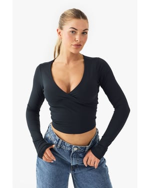Buttery Soft Built in Padded V Neck Long Sleeve Sculpt Top
