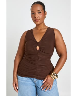 Plus Keyhole Ruched Detail Strappy Top