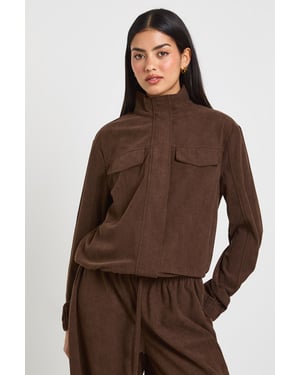 Cord Funnel Neck Tracksuit Top