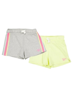Reebok Effen korte jerseybroekjes voor meisjes (set van 2) (Lichtgrijze heide)