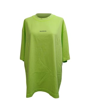 Acne Studios Erin Stamp T-Shirt Dress in Neon Green Cotton