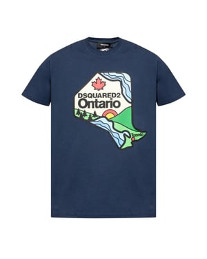 DSquared2 Unisex Ontario Logo T-shirt voor volwassenen (Marineblauw)