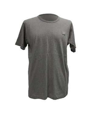 Acne Studios Face-Patch Crewneck T-Shirt in Grey Cotton