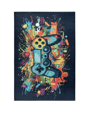 Muratap Kindervloerkleed gaming graffiti blauw multi wasbaar antislip- 60x180 cm