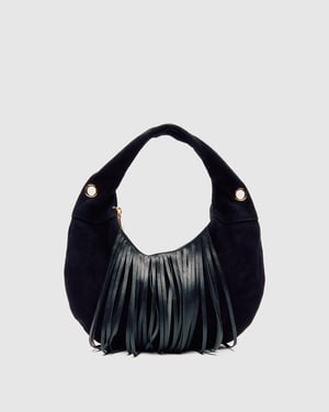 Mini Gabi Suede Fringe Black med s. Guld Väske