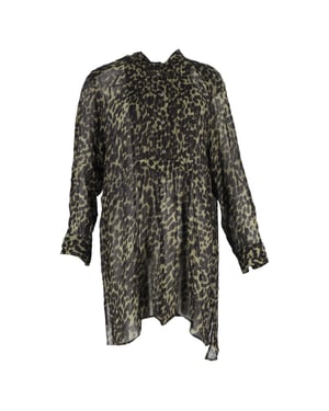 Étoile Isabel Marant Cray Leopard Print Mini Dress in Green Viscose
