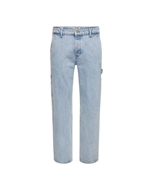 Endast Herr Denim Snickar Relaxed Fit Jeansen (Ljus Denim Blå)