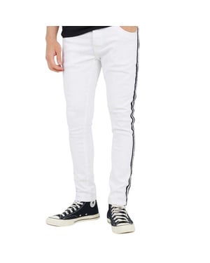Brave Soul Herenjeans met contrasterende strepen en afwerkband (Wit)