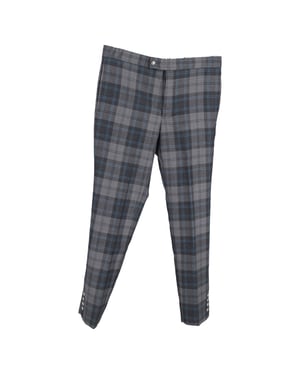 Moncler Plaid Mid-Waist Slim-Fit Trousers in Grey Wool