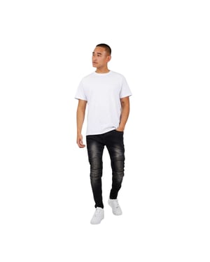 Brave Soul Heren Gewassen Biker Jeans (Koolgrijs)