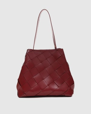 Chiara Vlochten Florence Maroon met Goud Tas