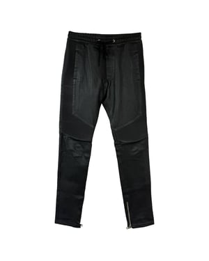 Balmain Drawstring Trousers in Black Leather