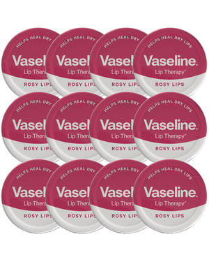 Vaseline Lip Therapy Rosy Lips 20gm Petroleum Jelly Tinted Lip Balm, 12 Pack