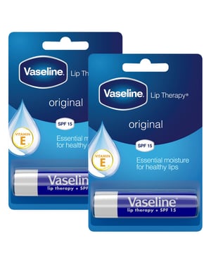 Vaseline Lip Therapy Balm Sticks, Original 4gm Hydrating Lip Care Balm, 2 Pack