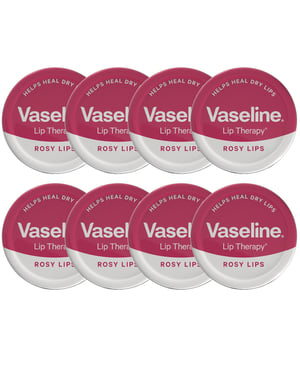 Vaseline Lip Therapy Rosy Lips 20gm Petroleum Jelly Tinted Lip Balm, 8 Pack