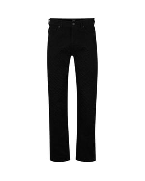 Boss Herenjeans van denim met geometrisch patroon, 5 zakken en rechte pijpen (Zwart)