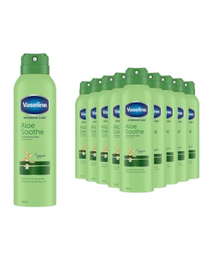 Vaseline Intensive Care Spray Body Moisturiser Aloe Soothe 190ml, 12 Pack