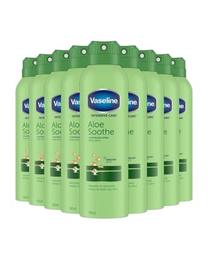 Vaseline Intensive Care Spray Body Moisturiser Aloe Soothe 190ml, 9 Pack