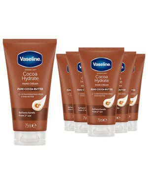 Vaseline Hand Cream Intensive Care Pure Cocoa Butter Cocoa Hydrate 75ml, 6 Pack