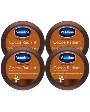 Vaseline Intensive Care Cocoa Body Butter 250ml Dry Skin Moisturiser 4 Pack