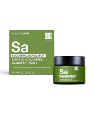 Dr. Botanicals Smoothing Exfoliator with Salicylic Acid Exfoliator with Coffee, Walnut & Vitamin E 60ml for Acne, Blemishes, Large Pores