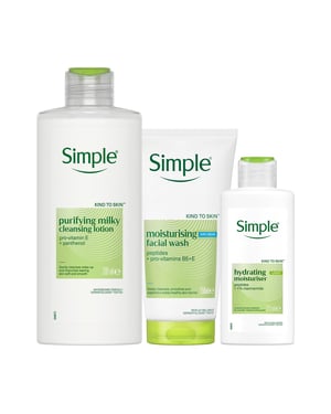 Simple Moisturiser Face Wash & Cleansing Lotion Sensitive Skin Bundle