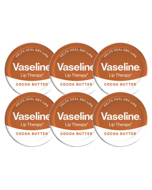 Vaseline Lip Therapy Cocoa Butter 20gm Petroleum Jelly Dry Lip Treatment, 6 Pack