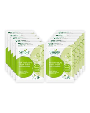 Simple Kind to Skin Rich Moisture Sheet Mask for Sensitive Skin, Pack of 10