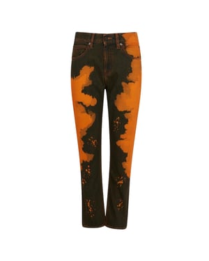 Calvin Klein Dames Spijkerbroek met Verfspatten (Oranje/Zwart)