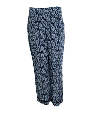 Prada, blauwe bloemenprint zijde casual pantalon