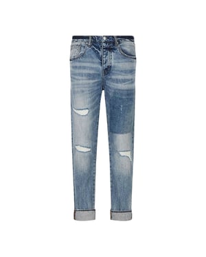 Armani Exchange Heren Versleten Tapered Jeans (Indigo)