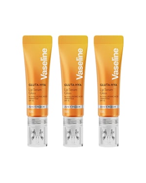 Vaseline Gluta-Hya Lip Serum Gloss Juicy Peach Hydrating Moisture Care 10ml, 3 Pack