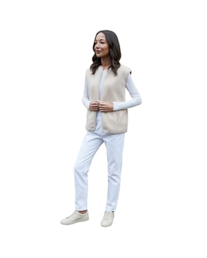 Threadbare Dames Niya Borg Lichtgewicht Gilet (Ecru)