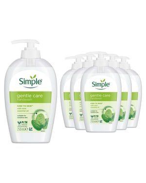 Simple Kind to Skin Gentle Care Hand Wash with Mint Oil, 6 x 250ml
