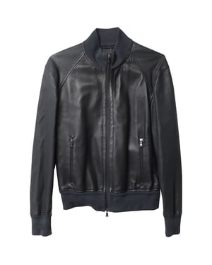 Neil Barrett Zip Up Bomber Jacket in Black Leather