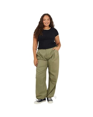 Brave Soul Dames/Dames Ringer Crew Hals Plus T-shirt (Zwart/Camel)